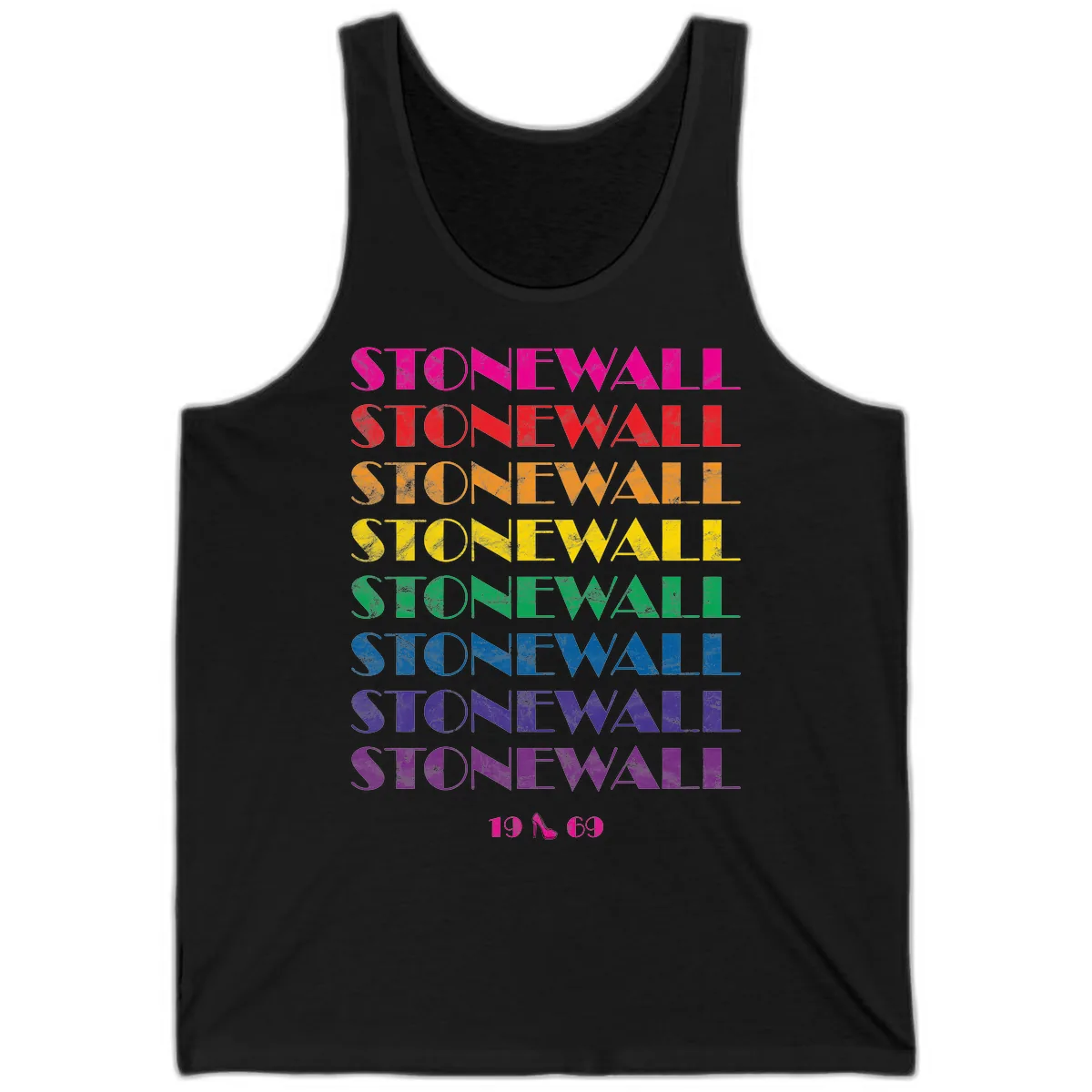 Stonewall Pride Rainbow Repetition Tank in Black