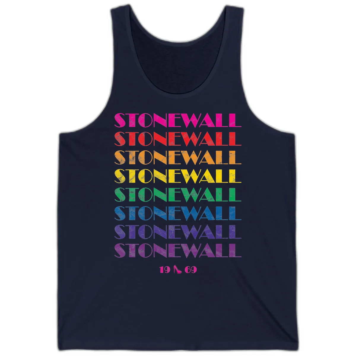 Stonewall Pride Rainbow Repetition Tank in Navy