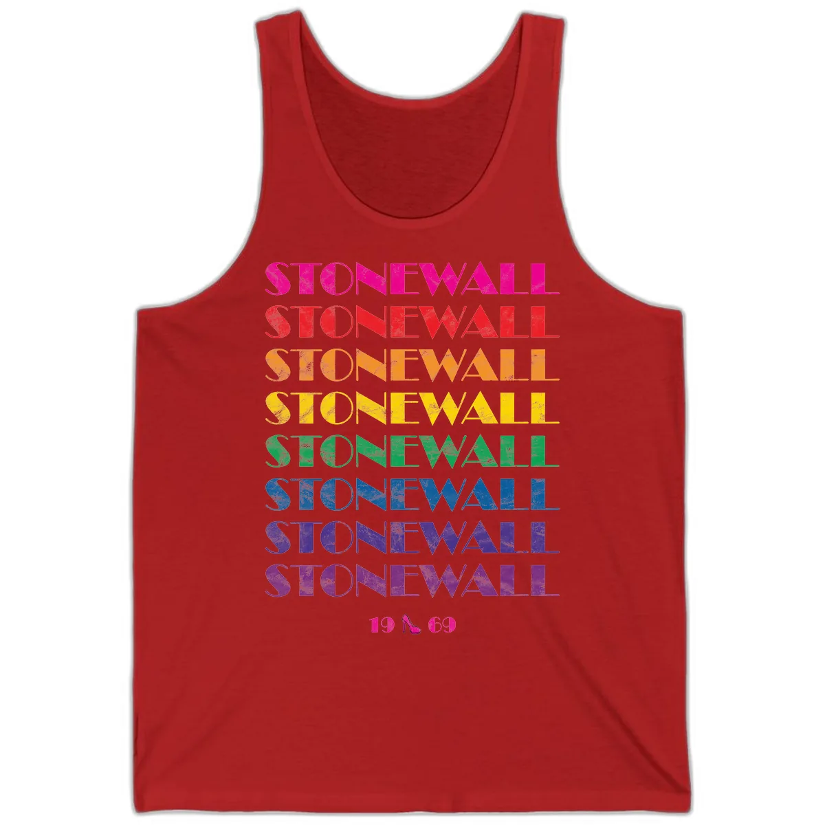 Stonewall Pride Rainbow Repetition Tank in Red