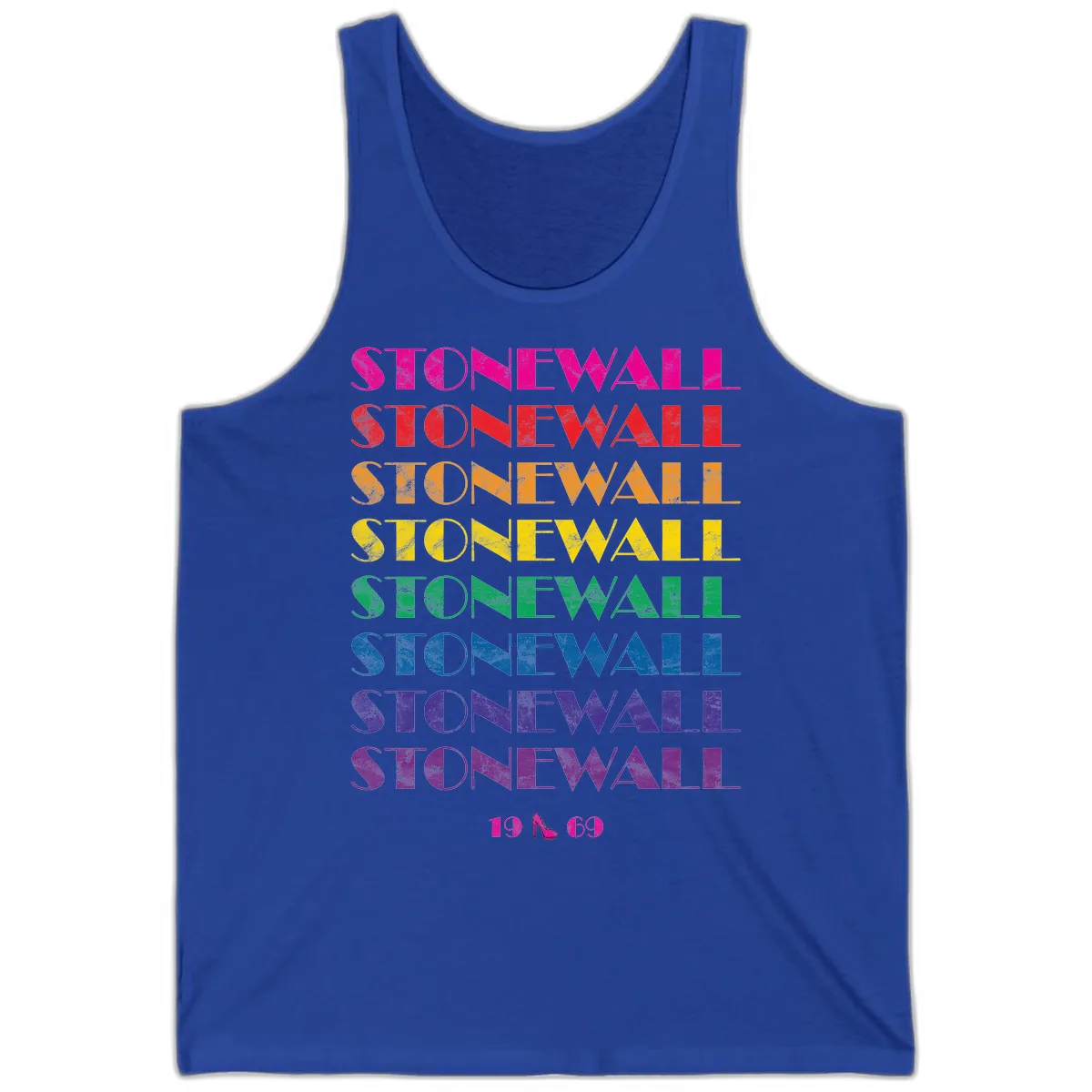 Stonewall Pride Rainbow Repetition Tank in True Royal