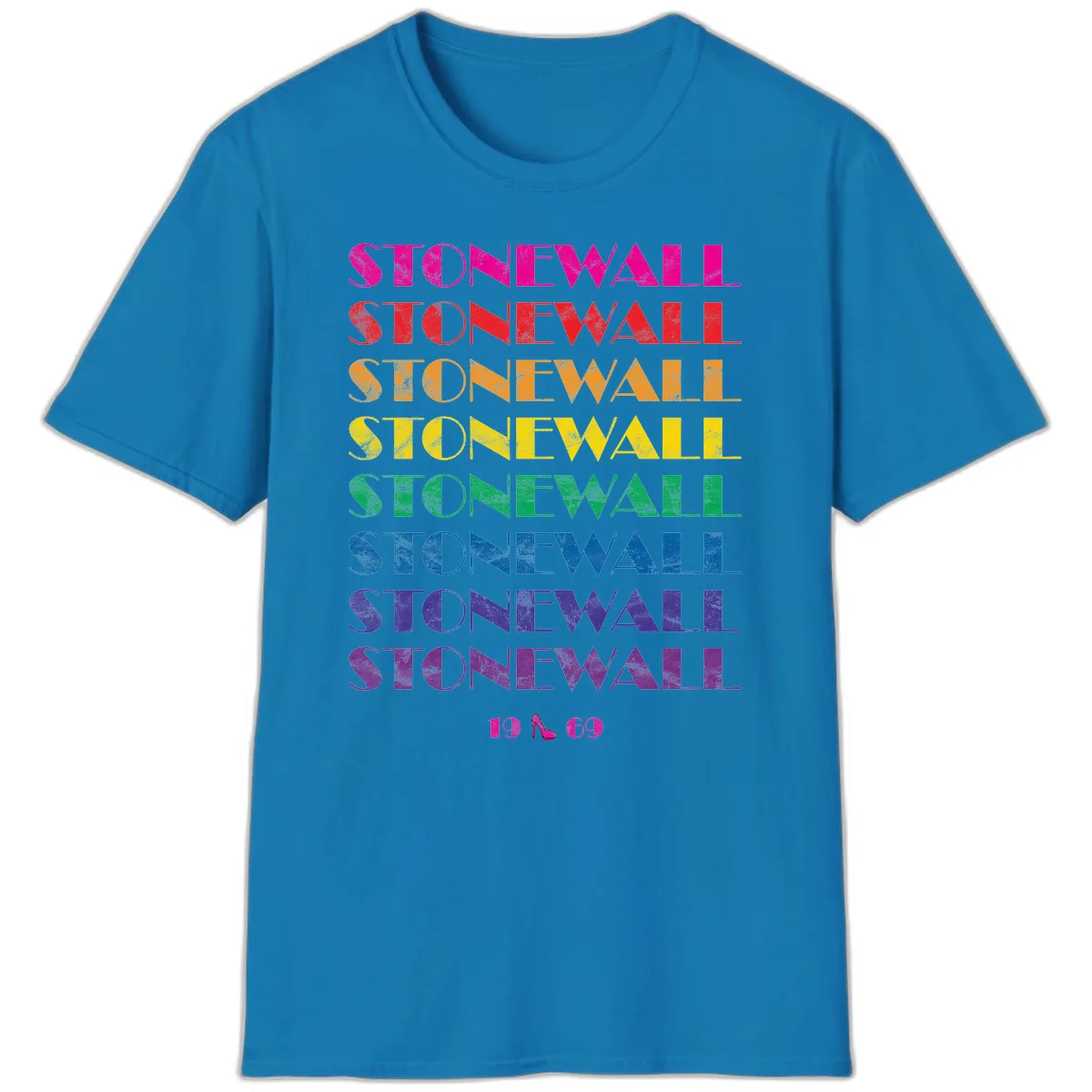 Stonewall Pride Rainbow Repetition T-Shirt in Sapphire