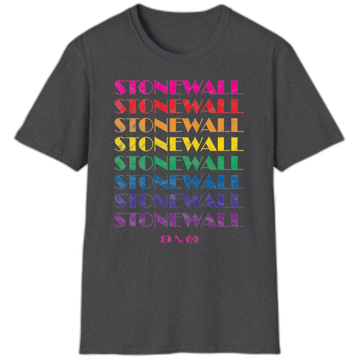 Stonewall Pride Rainbow Repetition T-Shirt in Dark Heather