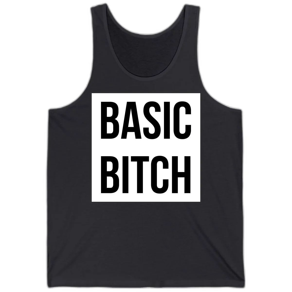 Basic Bitch Bold Statement Tank in Dark Grey