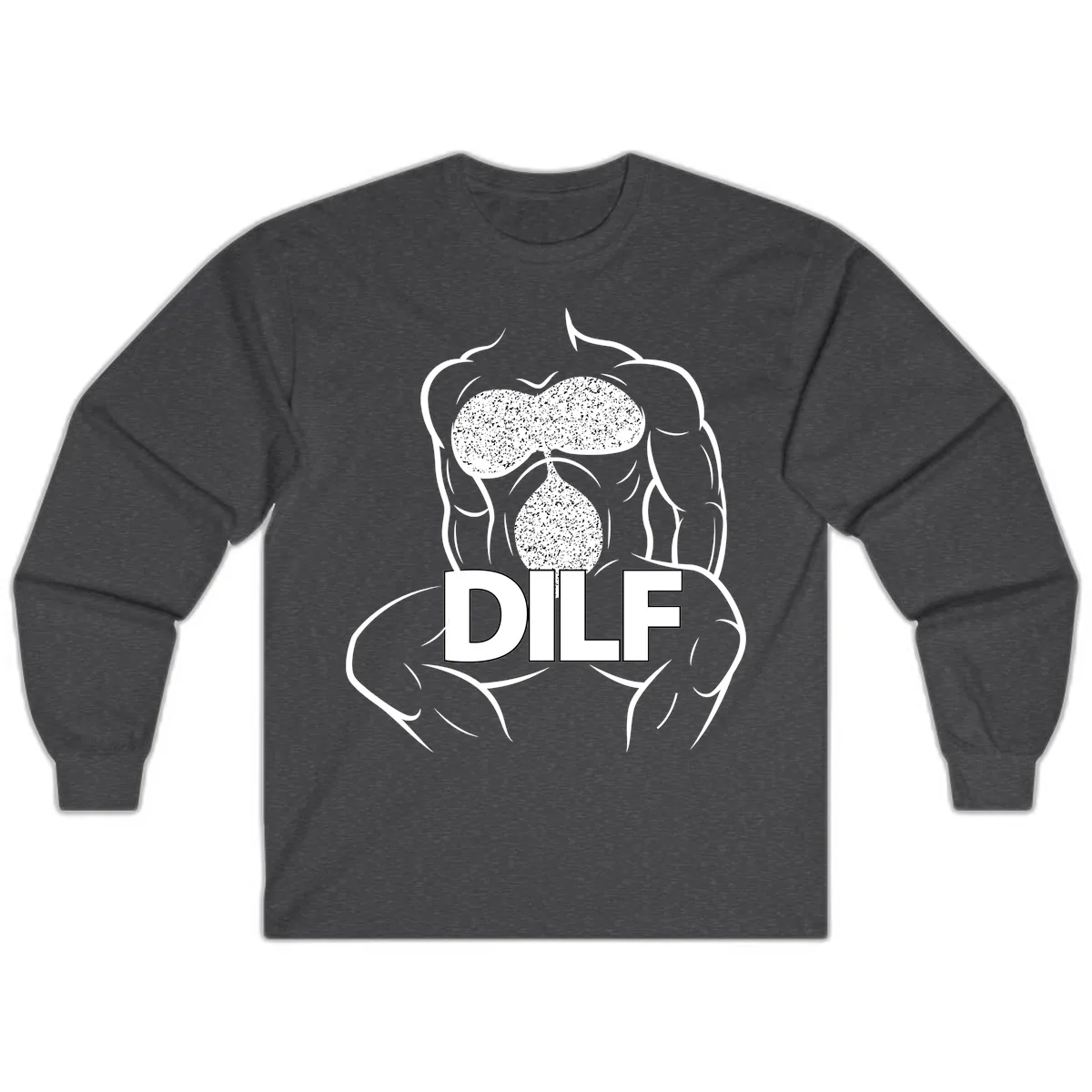 DILF Anatomy Illustration Long Sleeve in Dark Heather