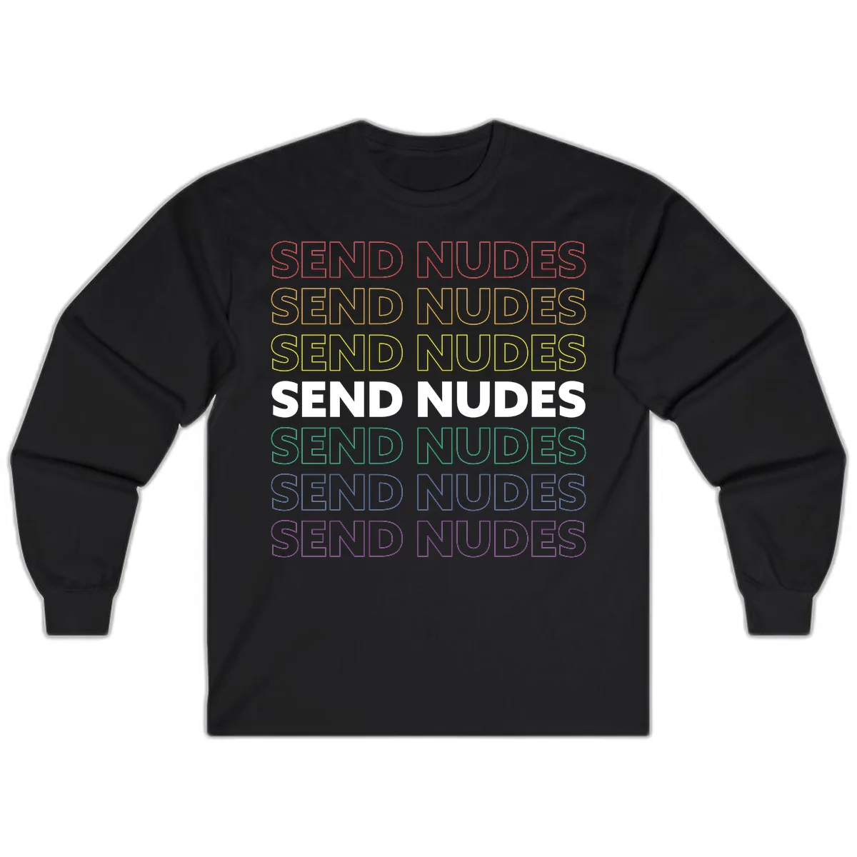 Send Nudes Rainbow Typography Long Sleeve in Black