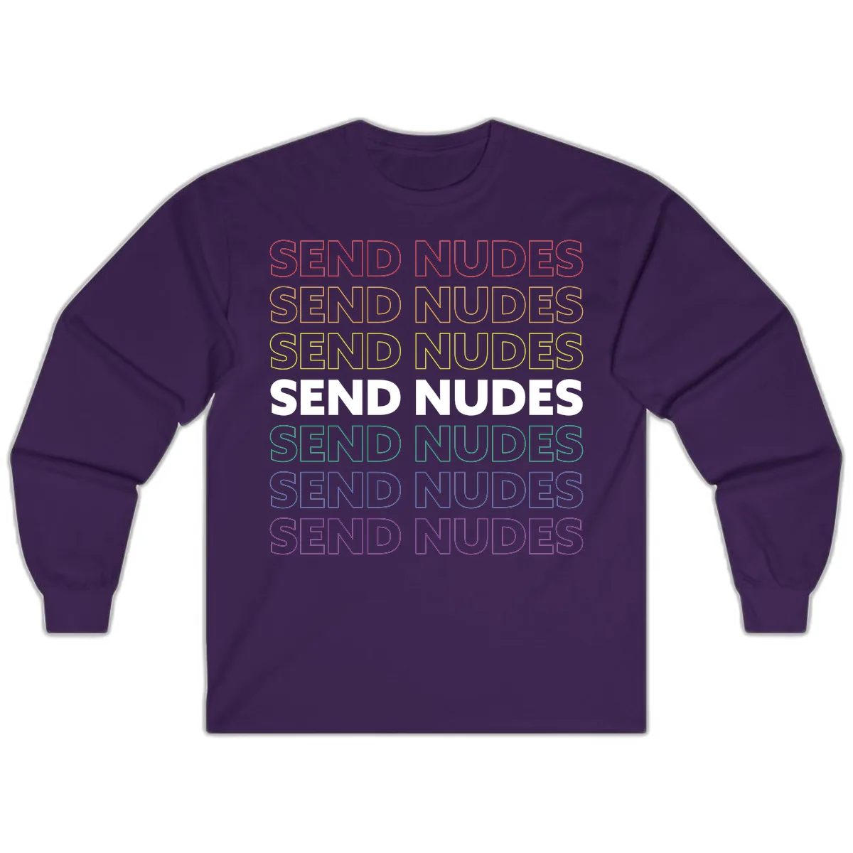 Send Nudes Rainbow Typography Long Sleeve in Purple