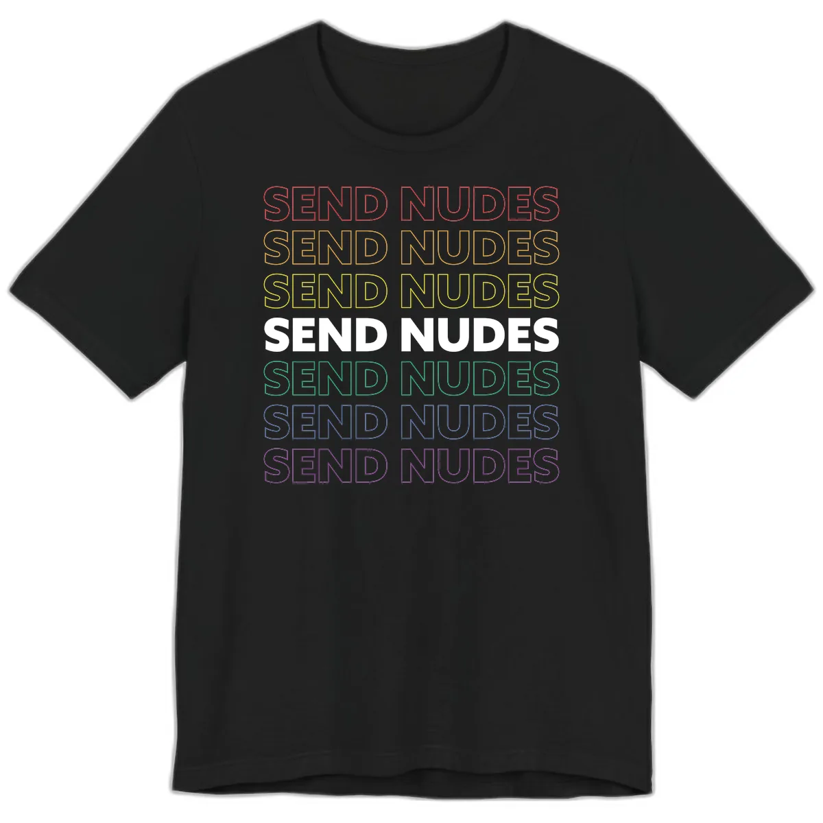 Send Nudes Rainbow Typography Premium T-Shirt in Black