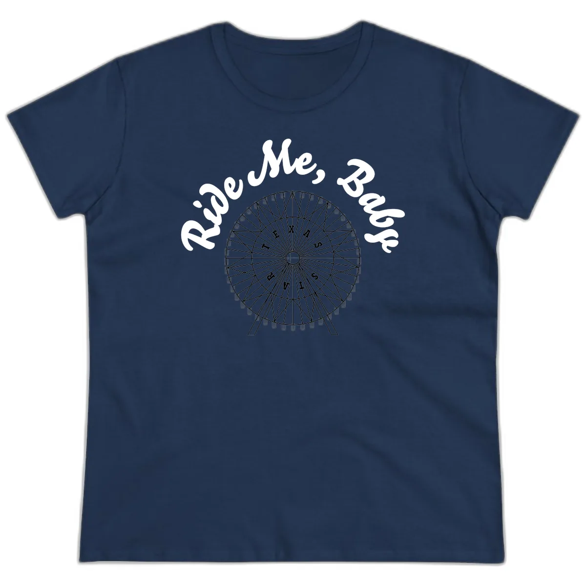 Rescue Me Ferris Wheel Ladies Tee in Navy