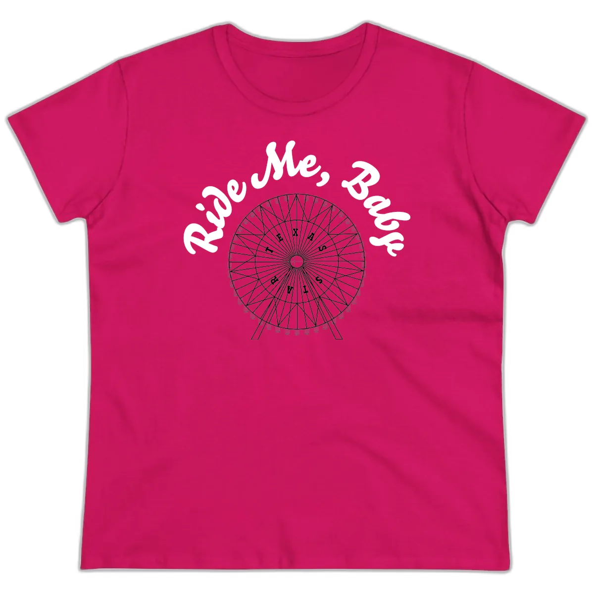 Rescue Me Ferris Wheel Ladies Tee in Heliconia