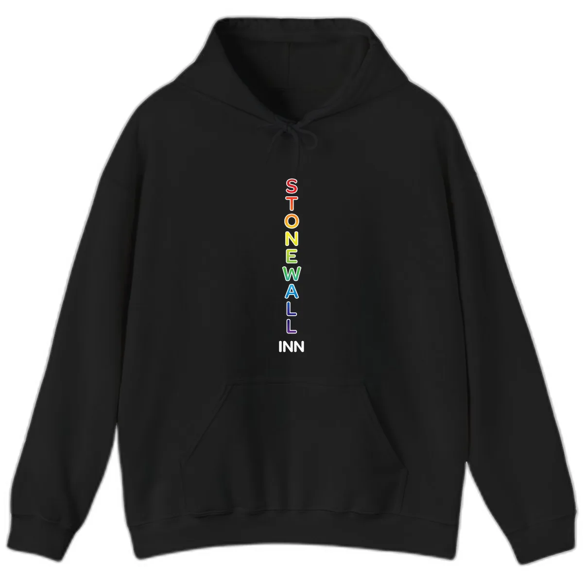 Stonewall Inn Rainbow Pride Vertical Hoodie in Black