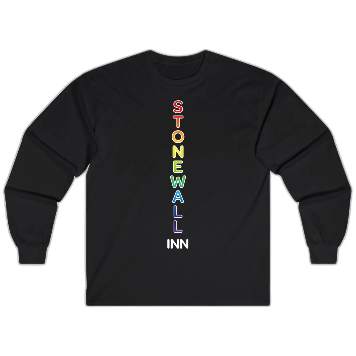 Stonewall Inn Rainbow Pride Vertical Long Sleeve in Black