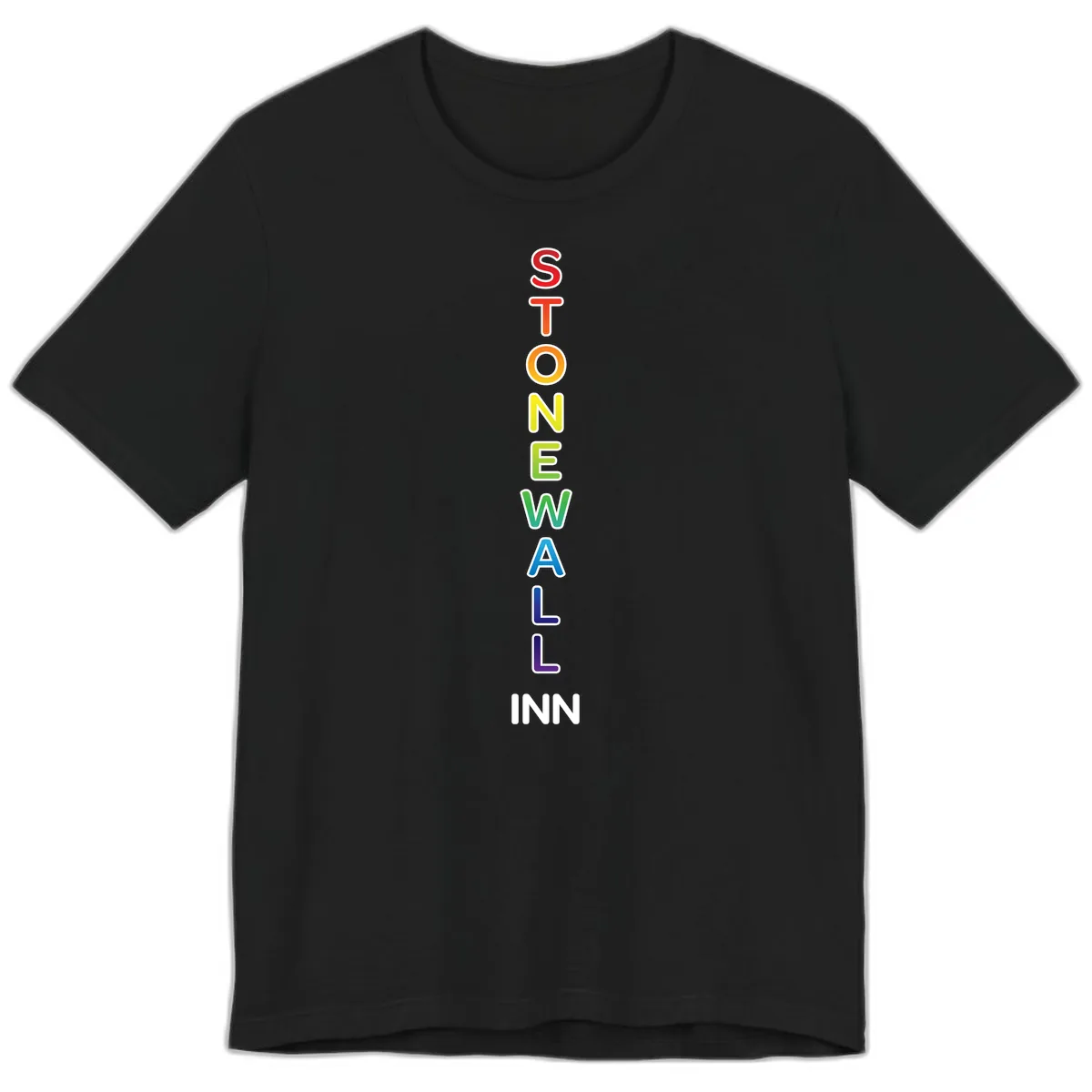 Stonewall Inn Rainbow Pride Vertical Premium T-Shirt in Black