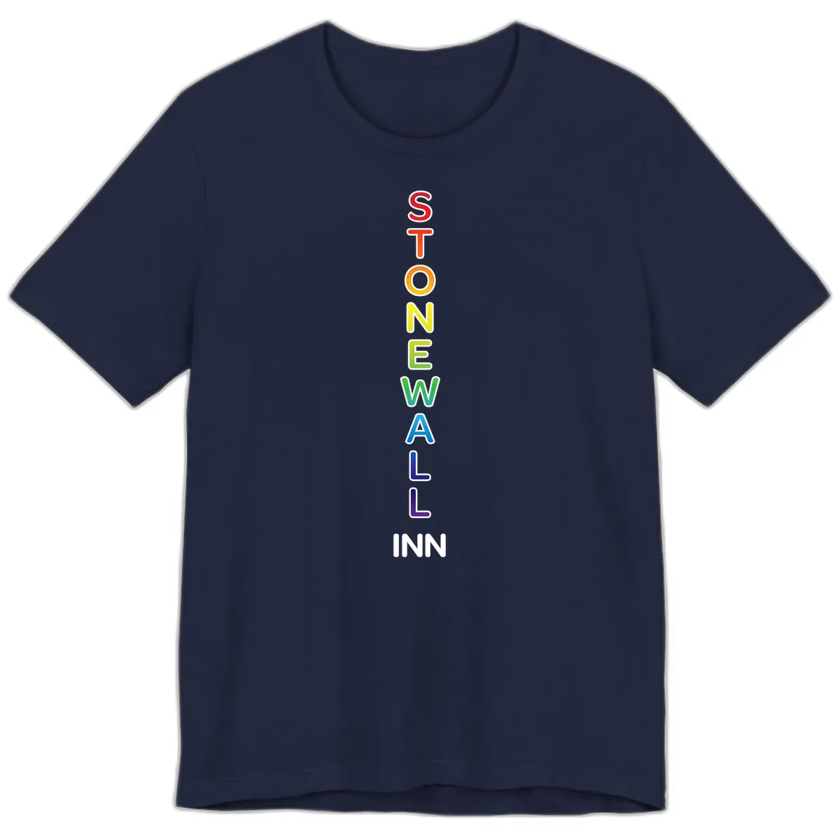 Stonewall Inn Rainbow Pride Vertical Premium T-Shirt in Navy