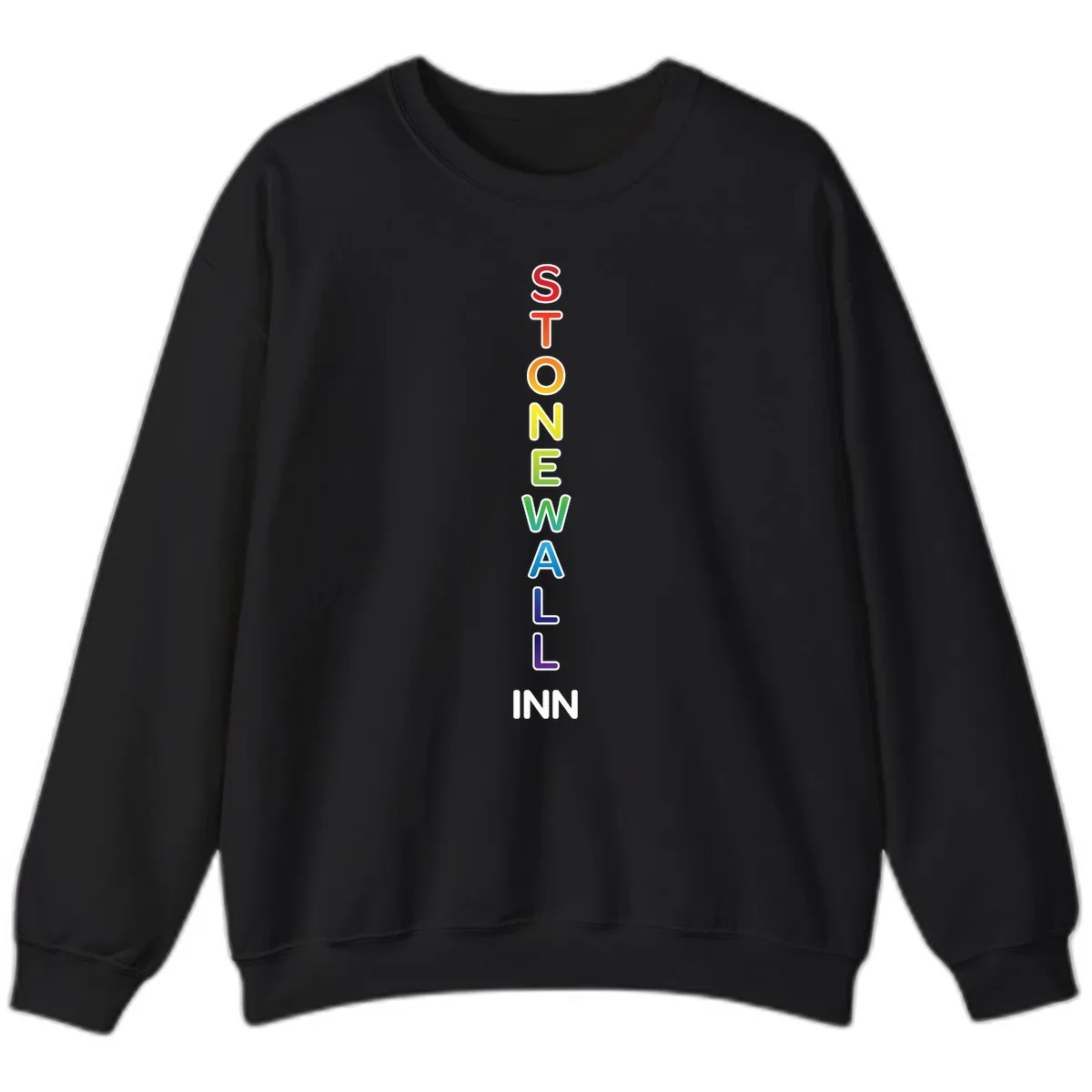 Stonewall Inn Rainbow Pride Vertical Sweatshirt in Black