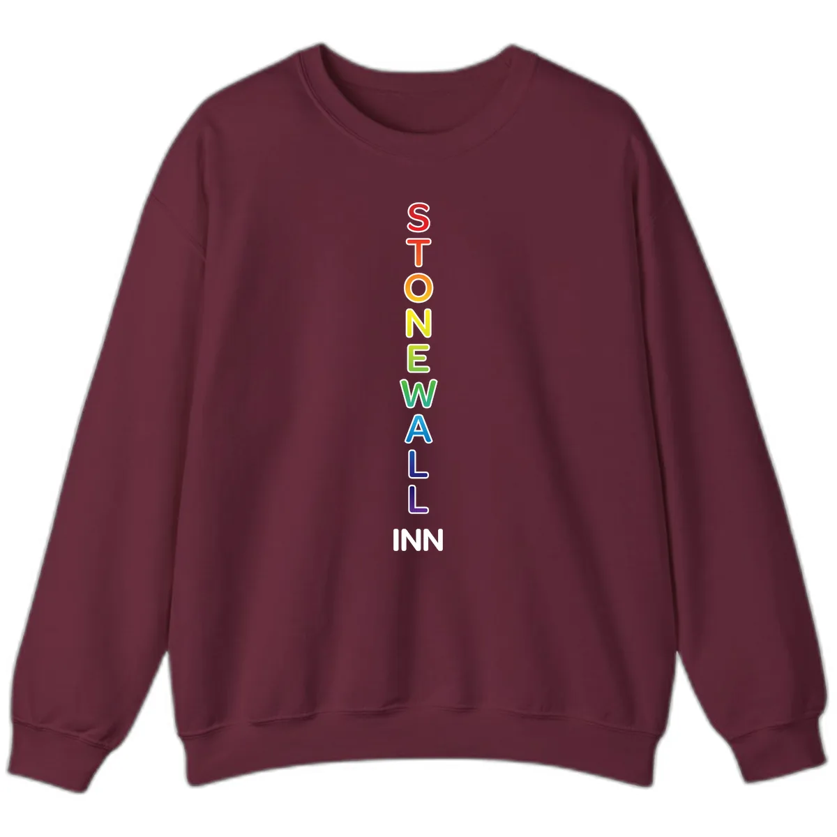 Stonewall Inn Rainbow Pride Vertical Sweatshirt in Maroon