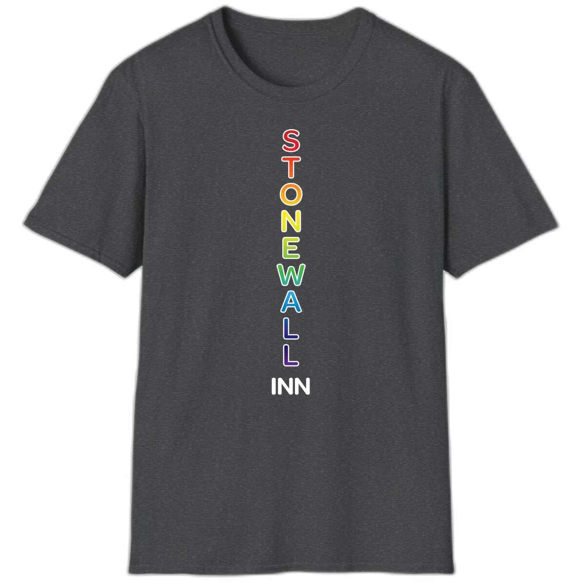 Stonewall Inn Rainbow Pride Vertical T-Shirt in Dark Heather