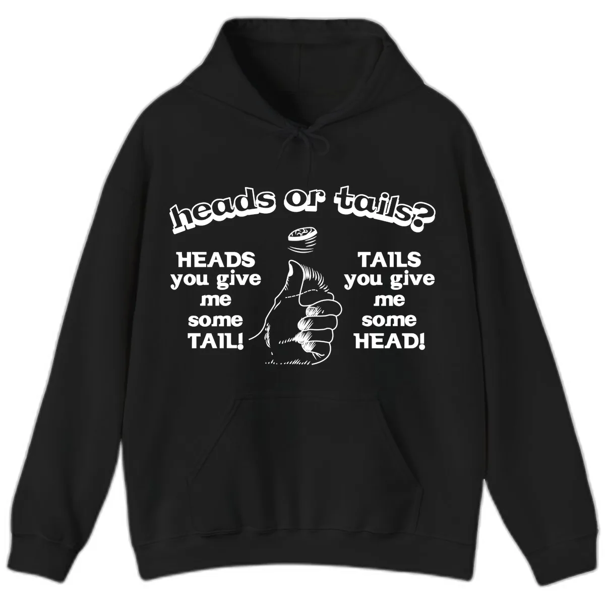 Heads Or Tails Coin Flip Hoodie in Black