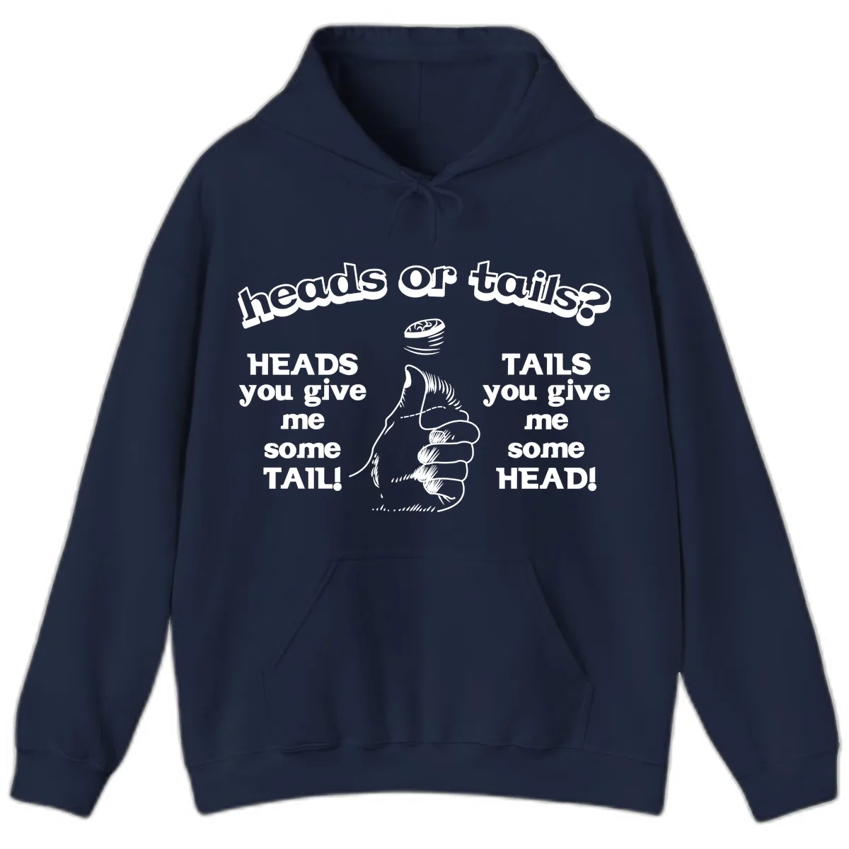 Heads Or Tails Coin Flip Hoodie in Navy