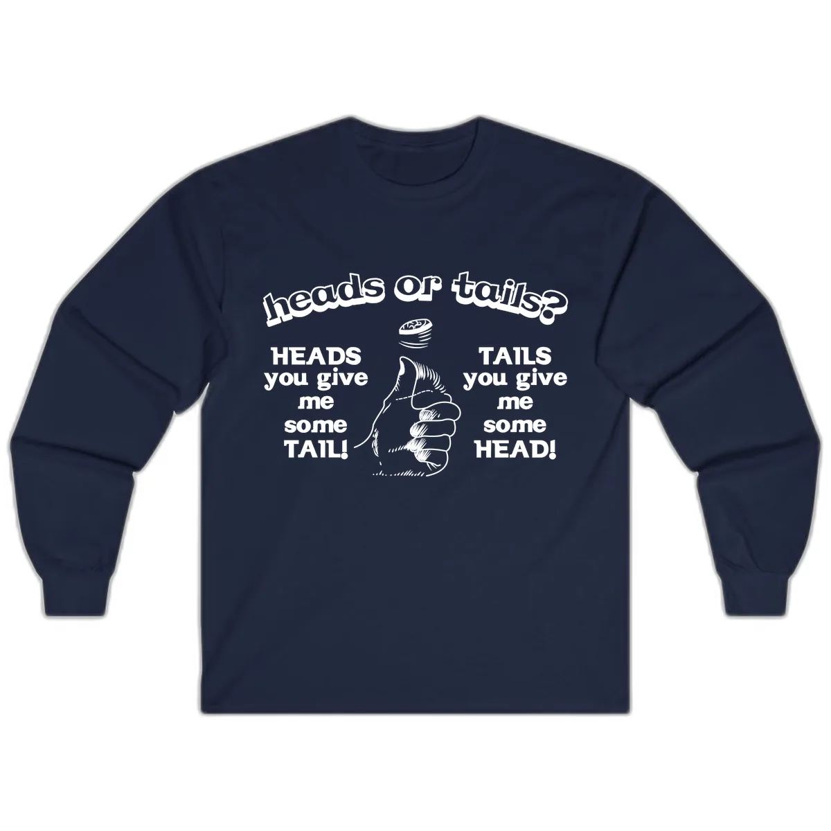 Heads Or Tails Coin Flip Long Sleeve in Navy