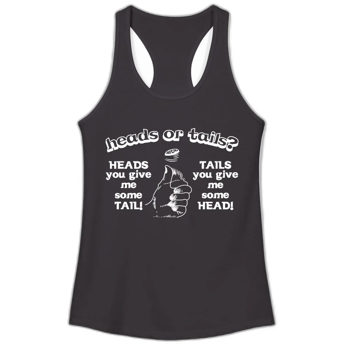 Heads Or Tails Coin Flip Ladies Tank in Black