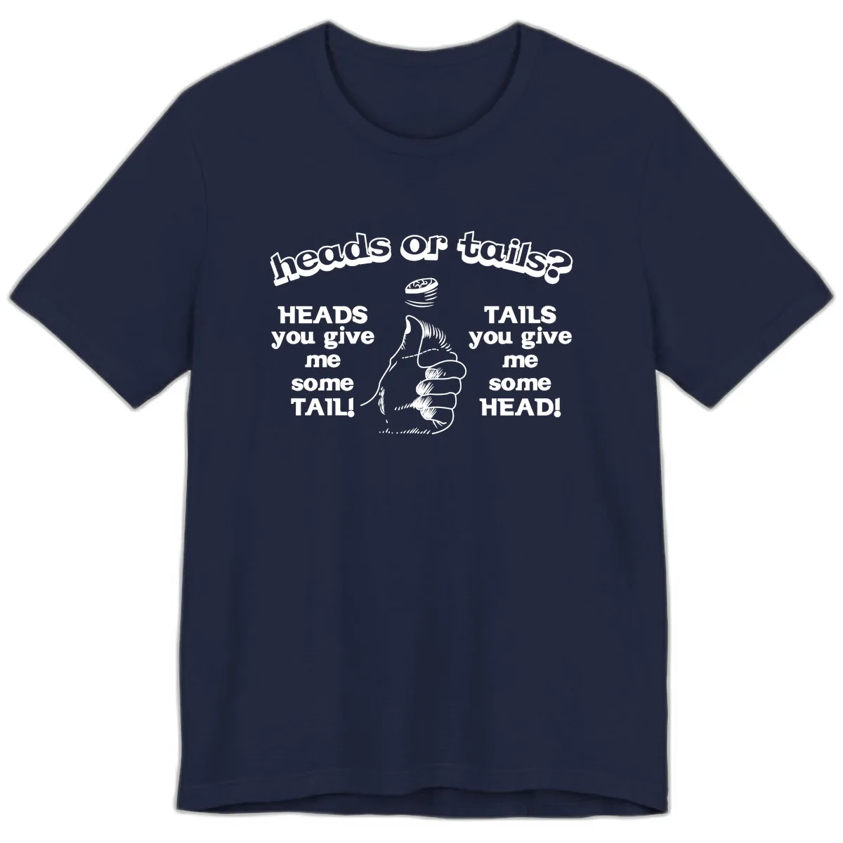 Heads Or Tails Coin Flip Premium T-Shirt in Navy