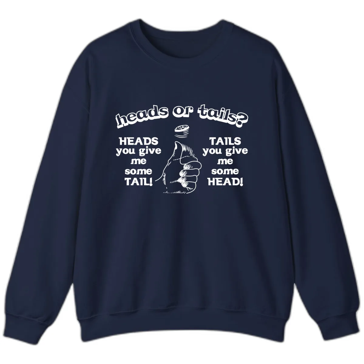 Heads Or Tails Coin Flip Sweatshirt in Navy