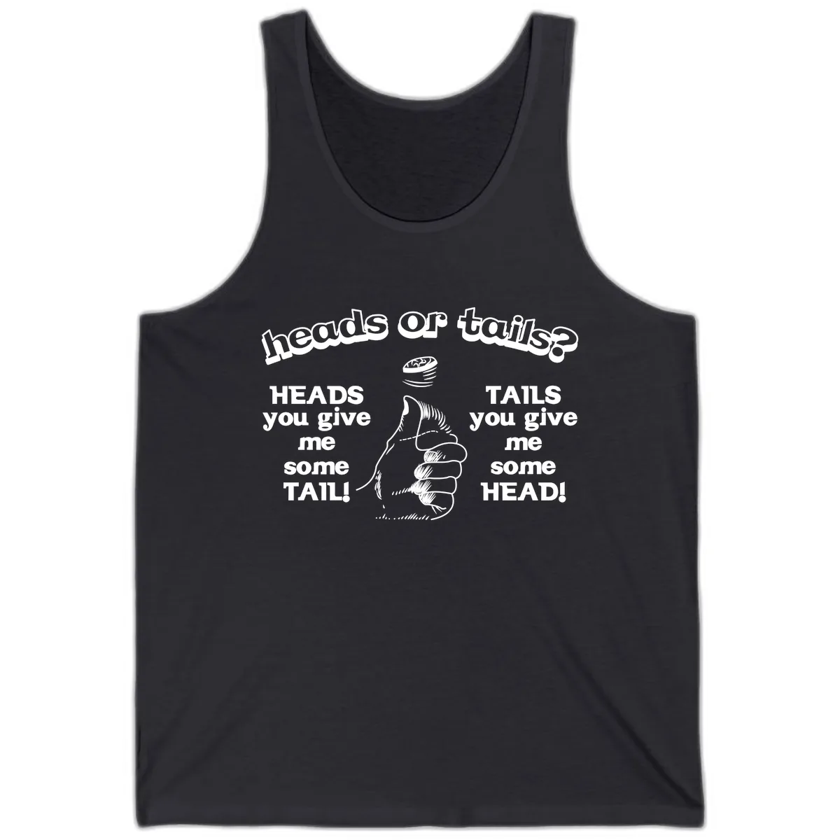 Heads Or Tails Coin Flip Tank in Dark Grey