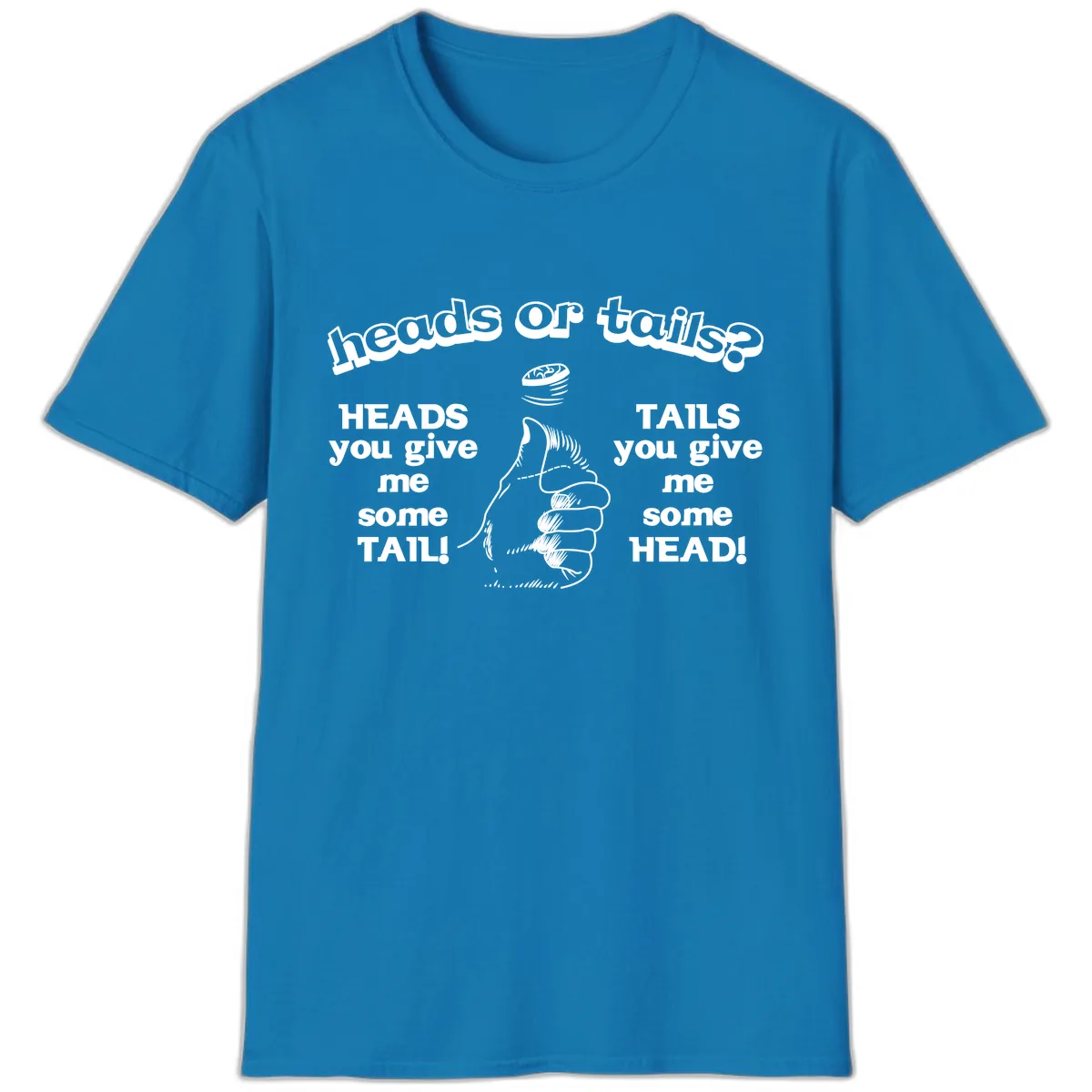 Heads Or Tails Coin Flip T-Shirt in Sapphire