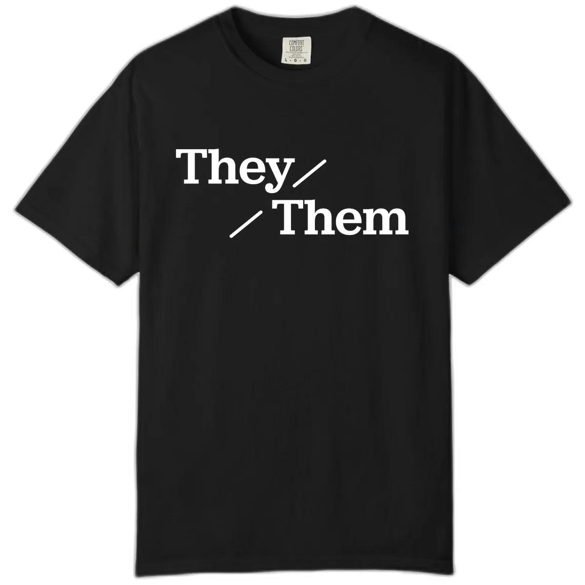 They Them Pronouns Pride Comfort Color in Black