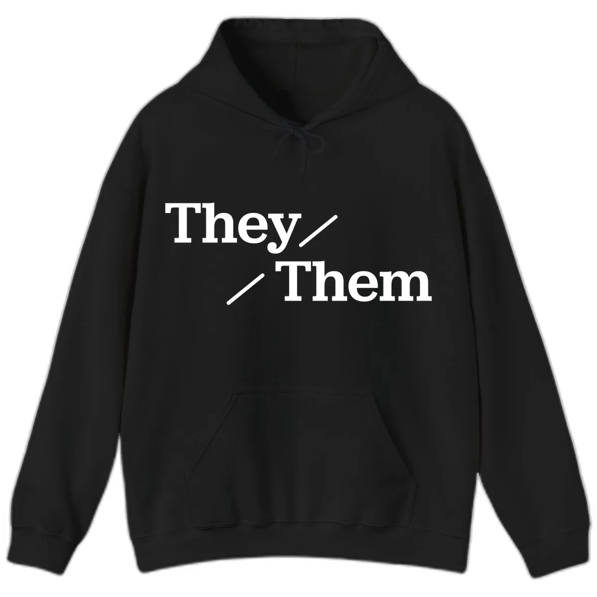 They Them Pronouns Pride Hoodie in Black