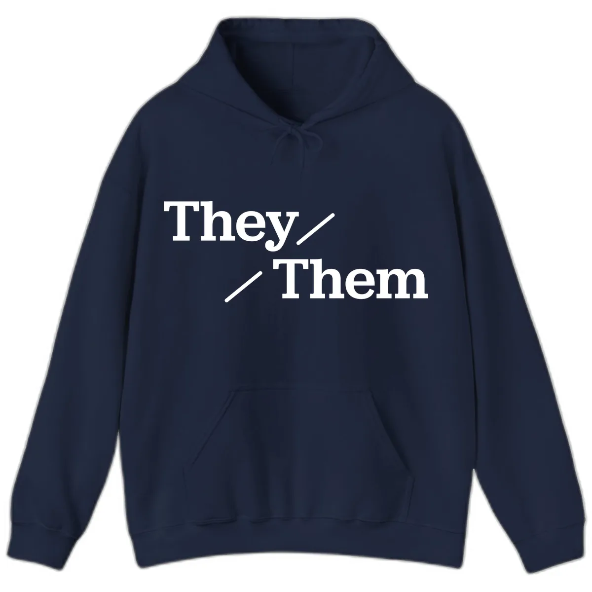 They Them Pronouns Pride Hoodie in Navy
