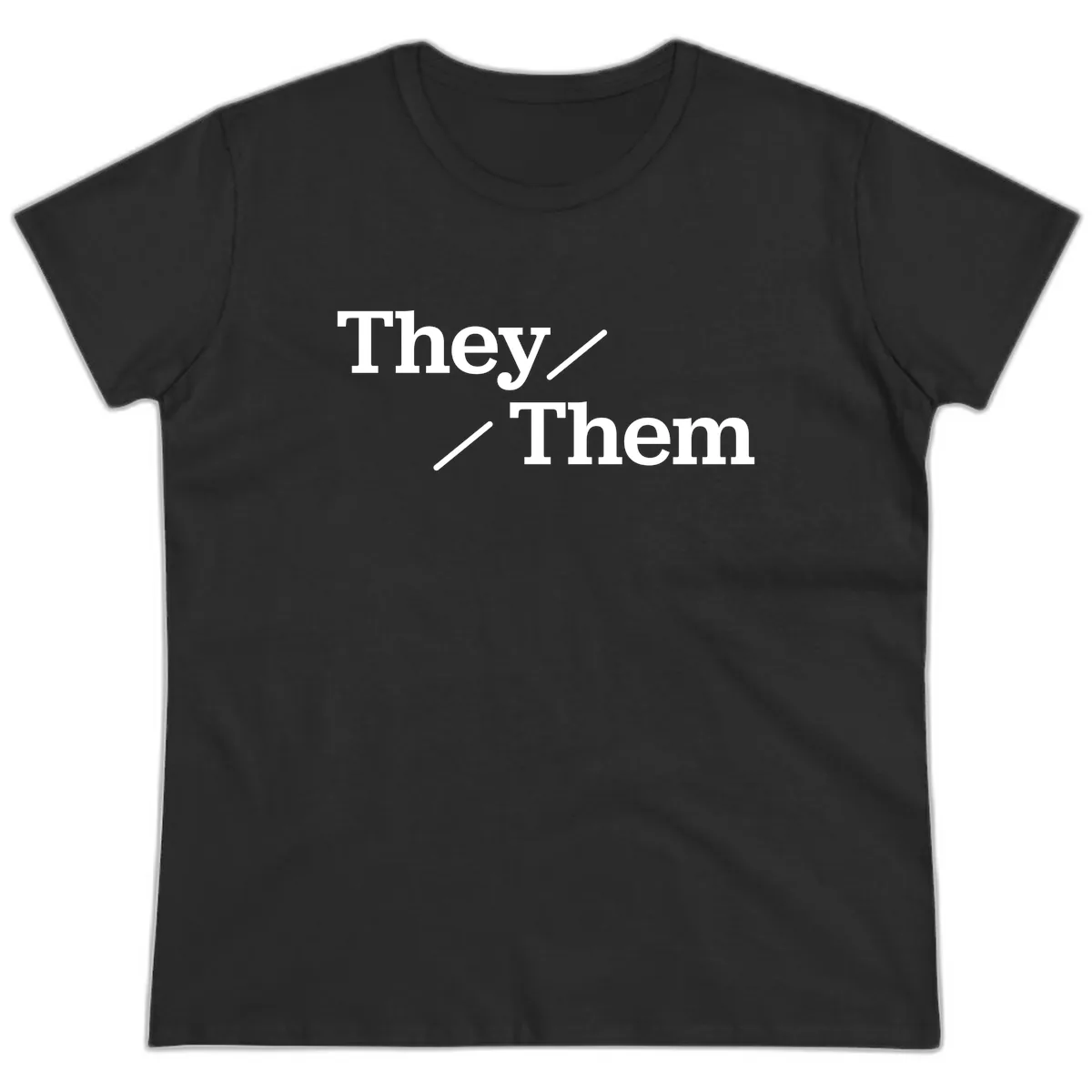 They Them Pronouns Pride Ladies Tee in Black