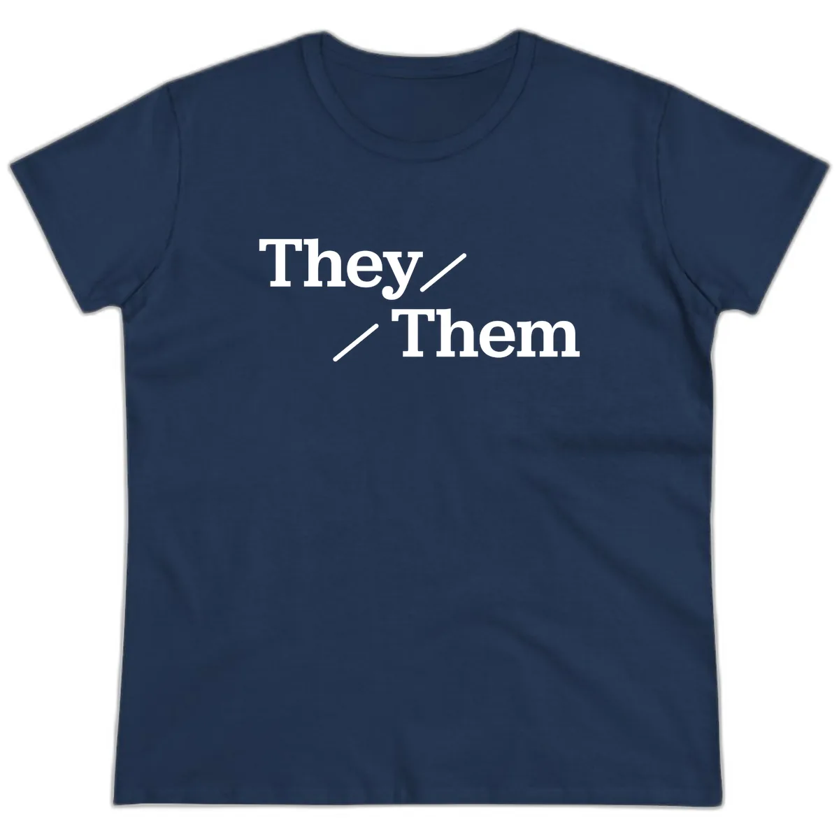 They Them Pronouns Pride Ladies Tee in Navy