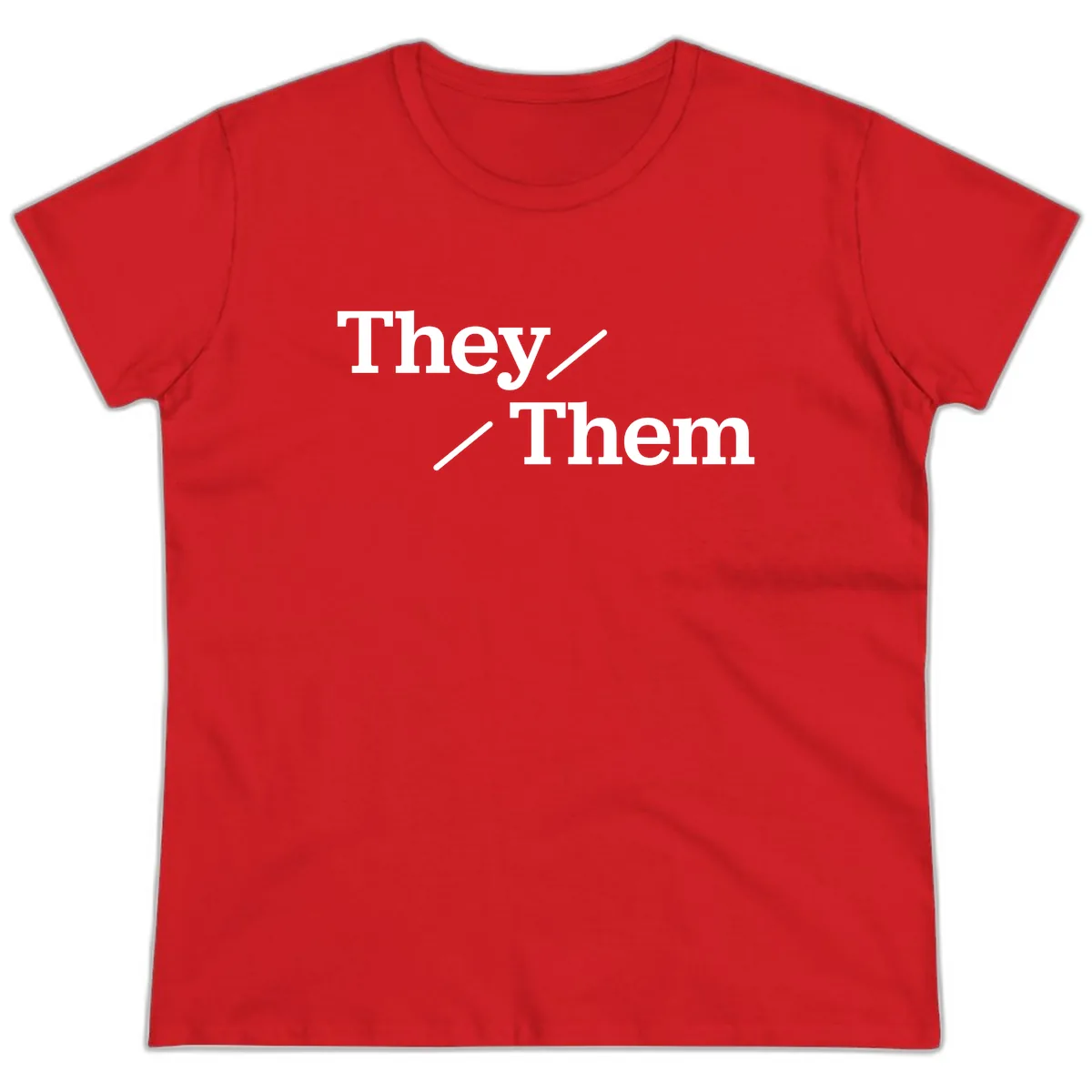 They Them Pronouns Pride Ladies Tee in Red
