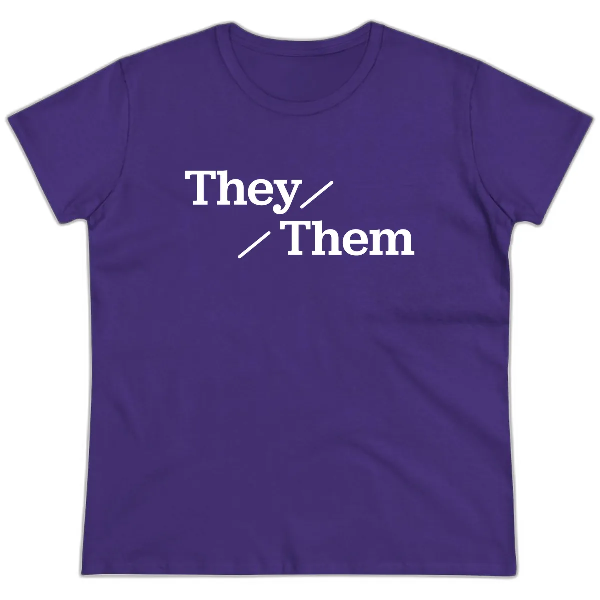 They Them Pronouns Pride Ladies Tee in Purple