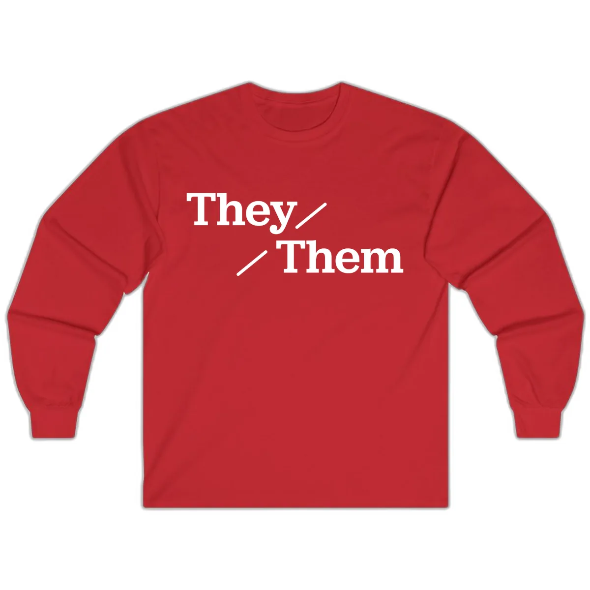They Them Pronouns Pride Long Sleeve in Red