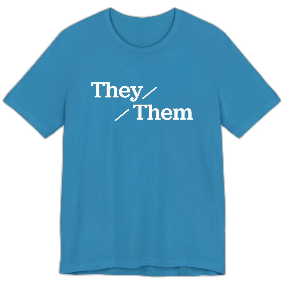 They Them Pronouns Pride Premium T-Shirt in Aqua