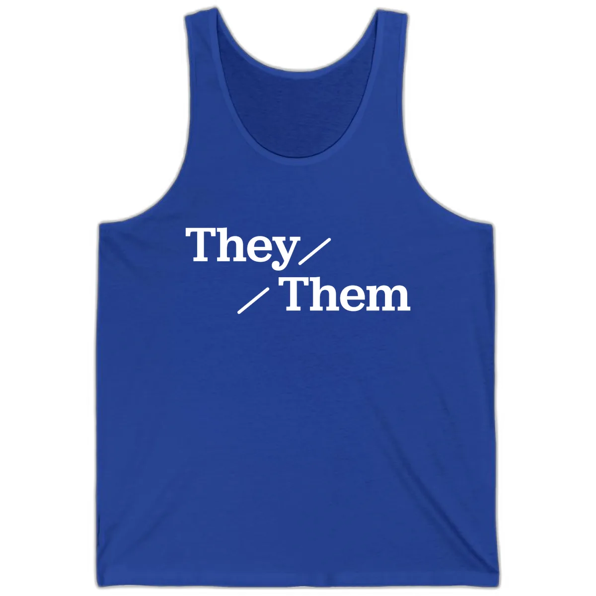 They Them Pronouns Pride Tank in True Royal