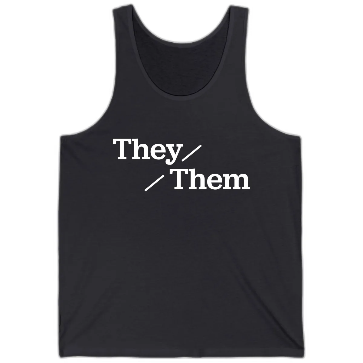 They Them Pronouns Pride Tank in Dark Grey