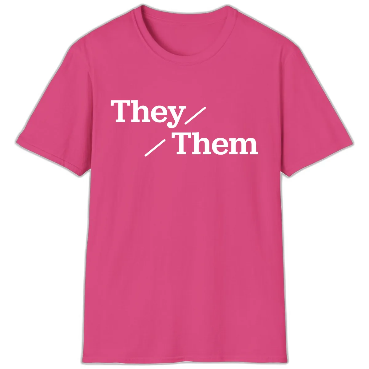 They Them Pronouns Pride T-Shirt in Heliconia