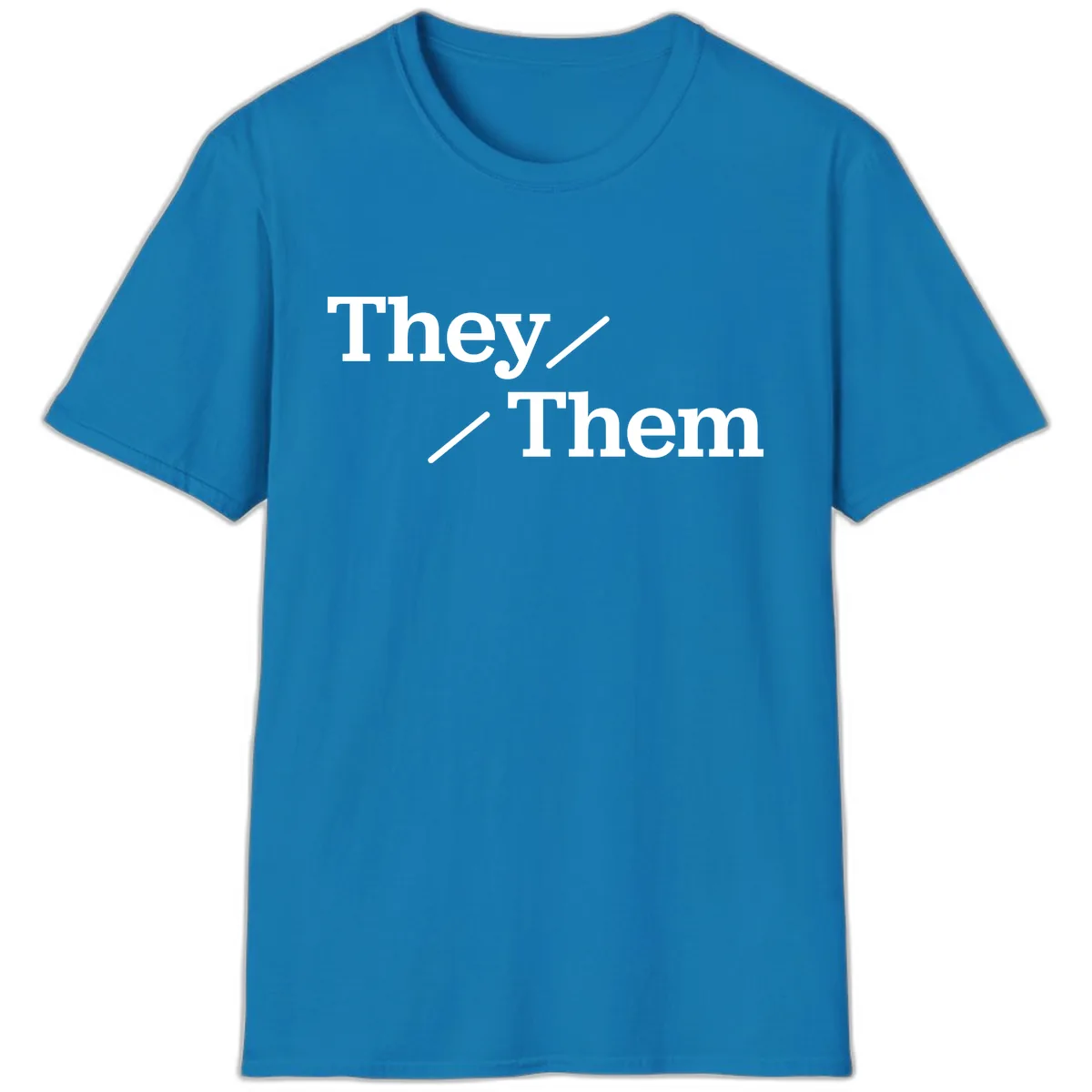 They Them Pronouns Pride T-Shirt in Sapphire