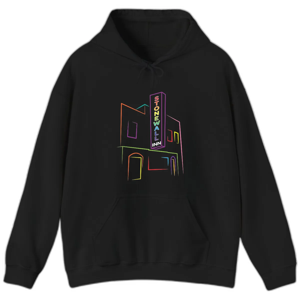 Stonewall Inn Neon Sign Hoodie in Black