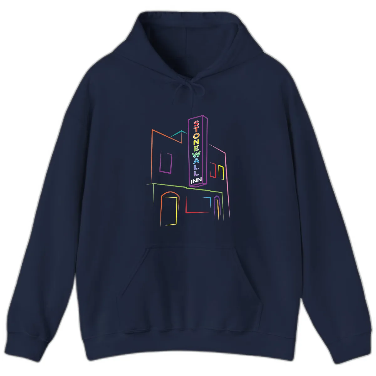 Stonewall Inn Neon Sign Hoodie in Navy