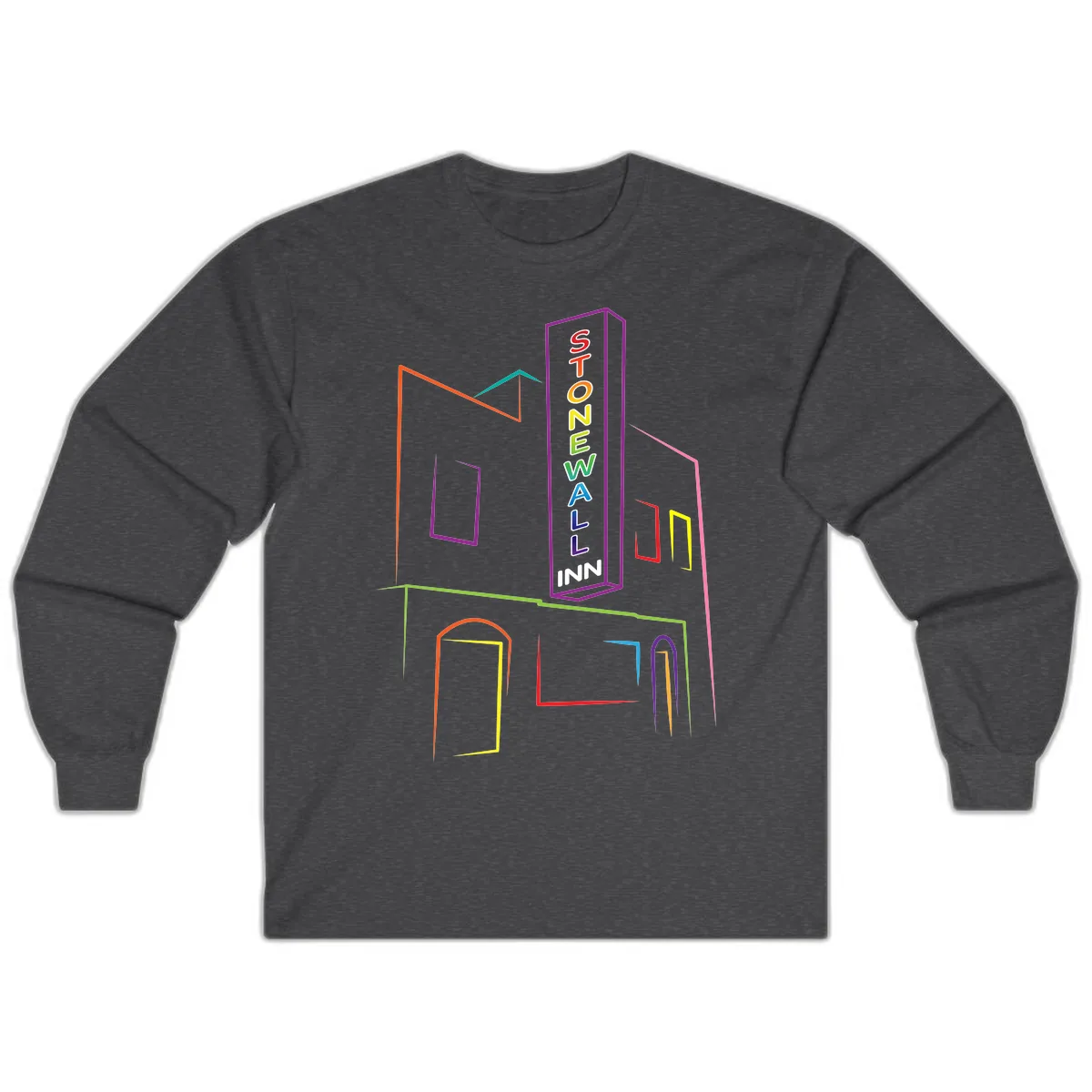 Stonewall Inn Neon Sign Long Sleeve in Dark Heather