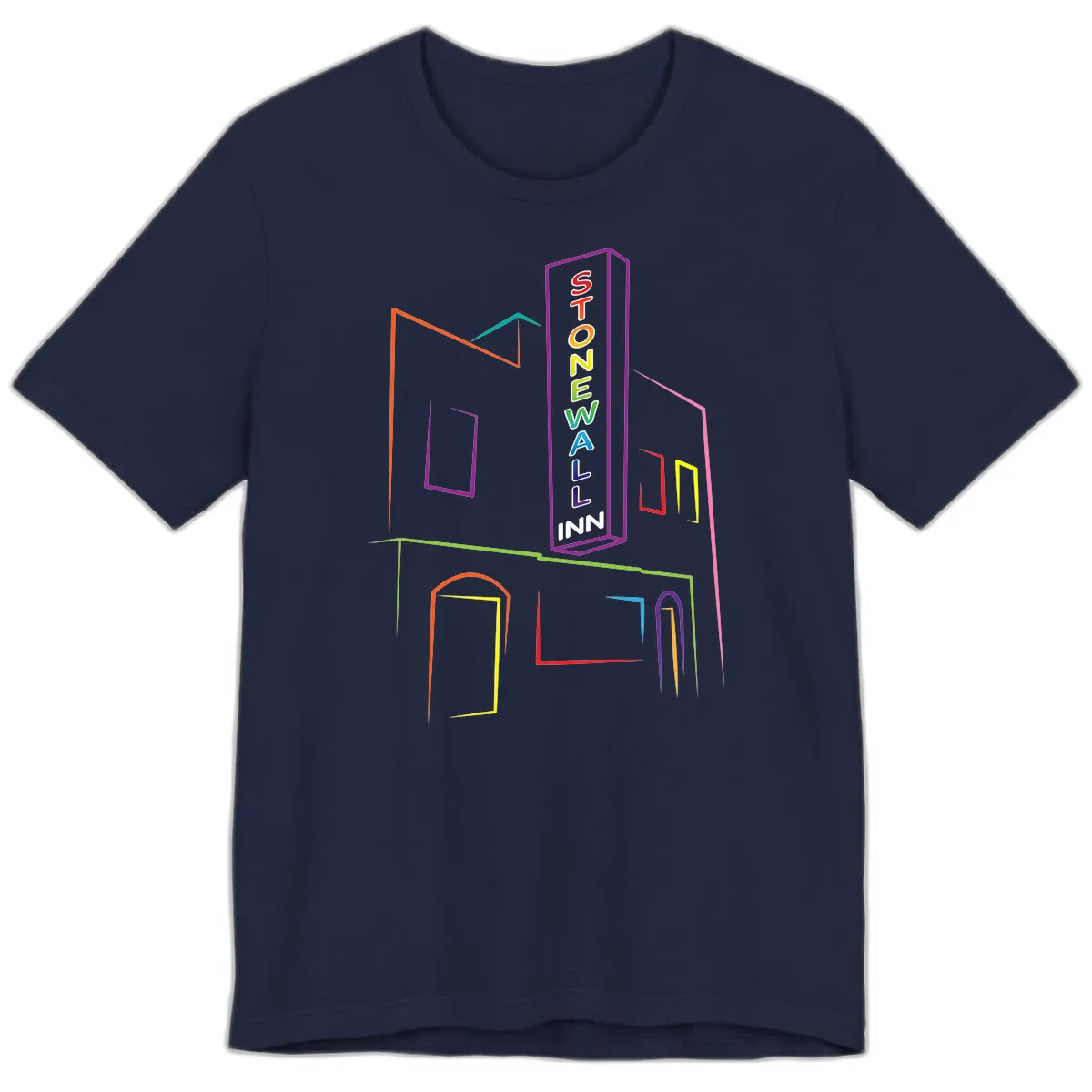 Stonewall Inn Neon Sign Premium T-Shirt in Navy