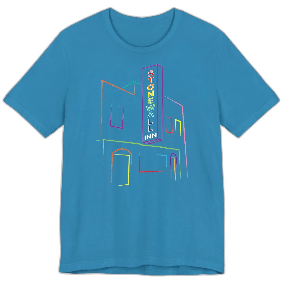 Stonewall Inn Neon Sign Premium T-Shirt in Aqua