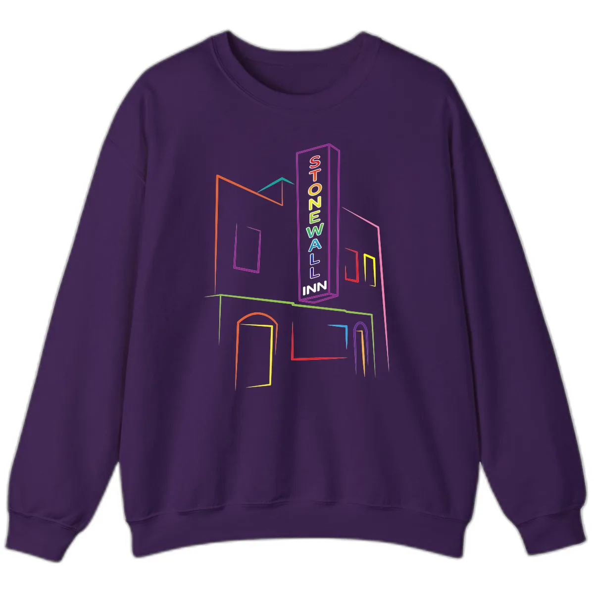 Stonewall Inn Neon Sign Sweatshirt in Purple