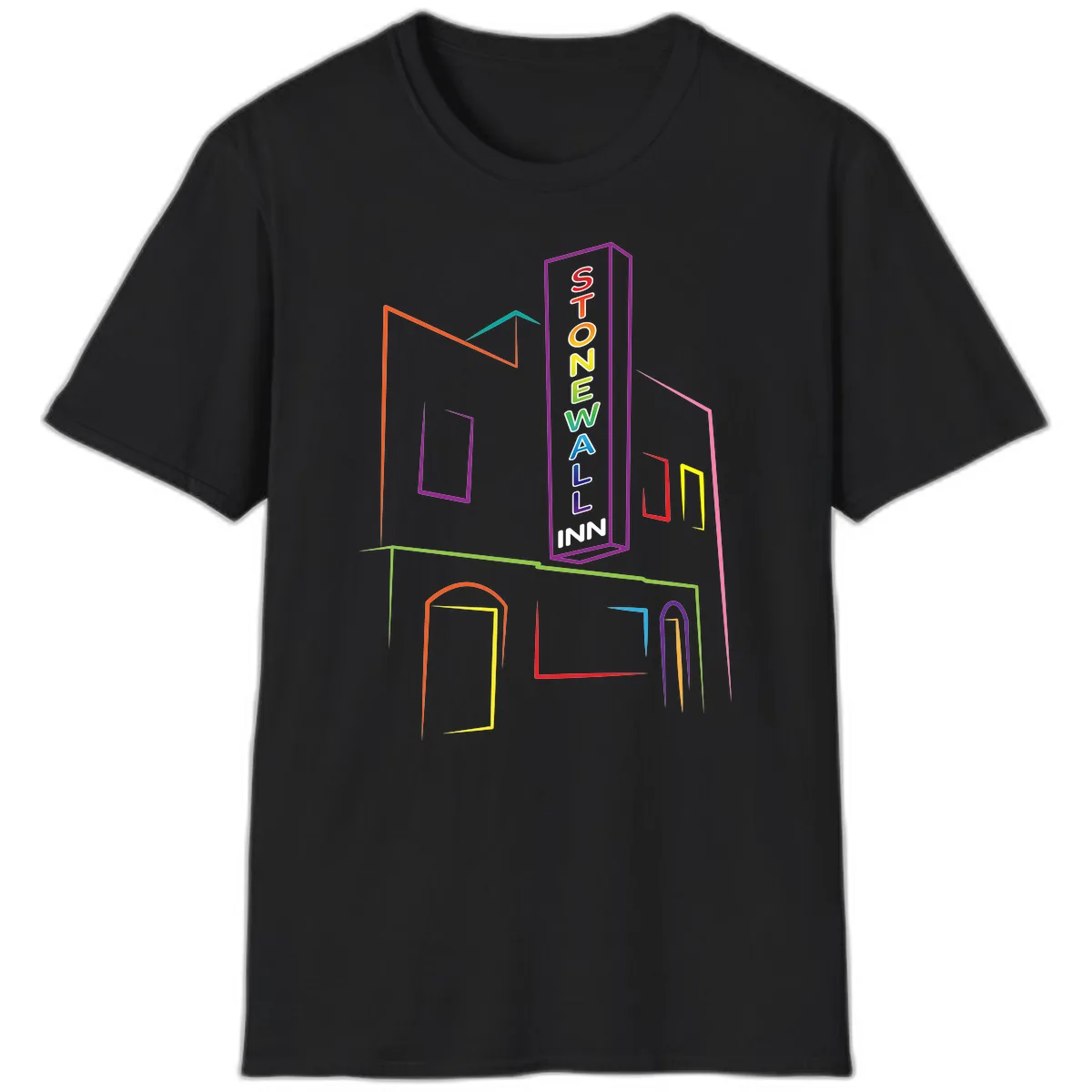 Stonewall Inn Neon Sign T-Shirt in Black