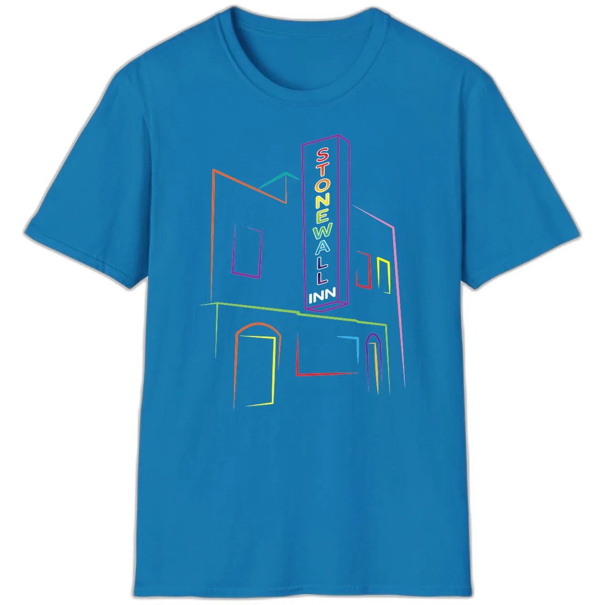 Stonewall Inn Neon Sign T-Shirt in Sapphire