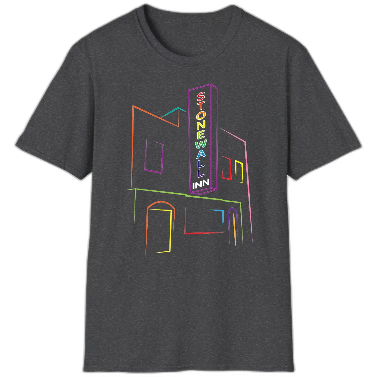 Stonewall Inn Neon Sign T-Shirt in Dark Heather